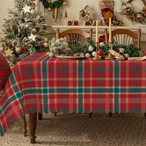 Red Winter Tablecloth for Rectangle Tables,Checkered Table Cloth,Christmas Table Cover for Dining Kitchen Decor Party Banquet,60x84
