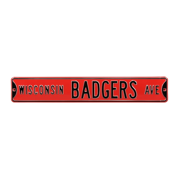 Red Wisconsin Badgers 6" x 36" College Ave Team Street Sign