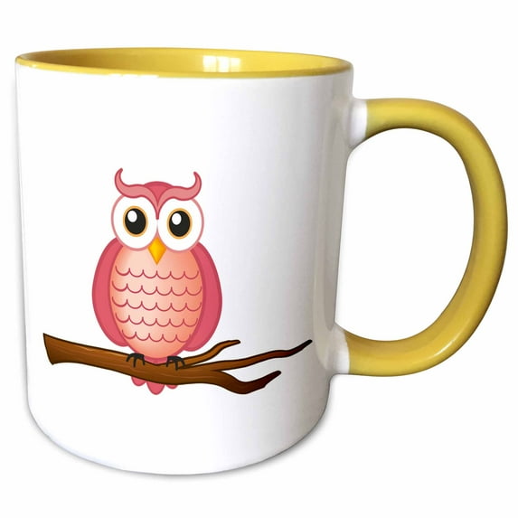 3drose, Red Wise Owl, 15oz Two-tone Yellow Mug