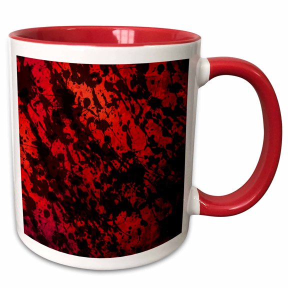 3drose, Red with Black Ink Splatter, 11oz Two-tone Red Mug