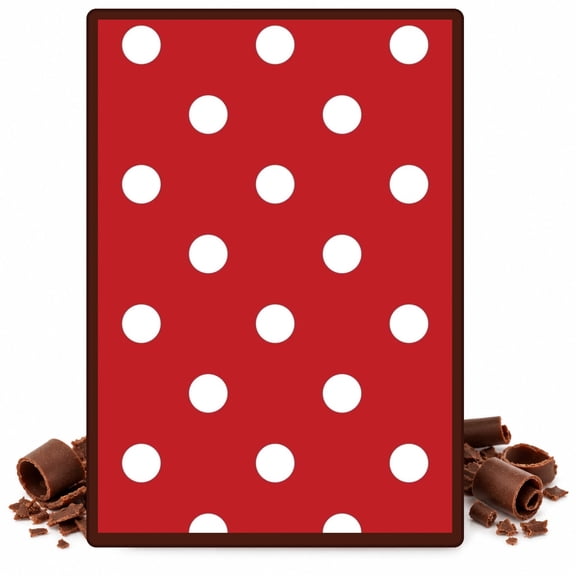 Red With White Polka Dot Pattern Edible Chocolate Transfer Sheet, by TNCT. (1 Count)