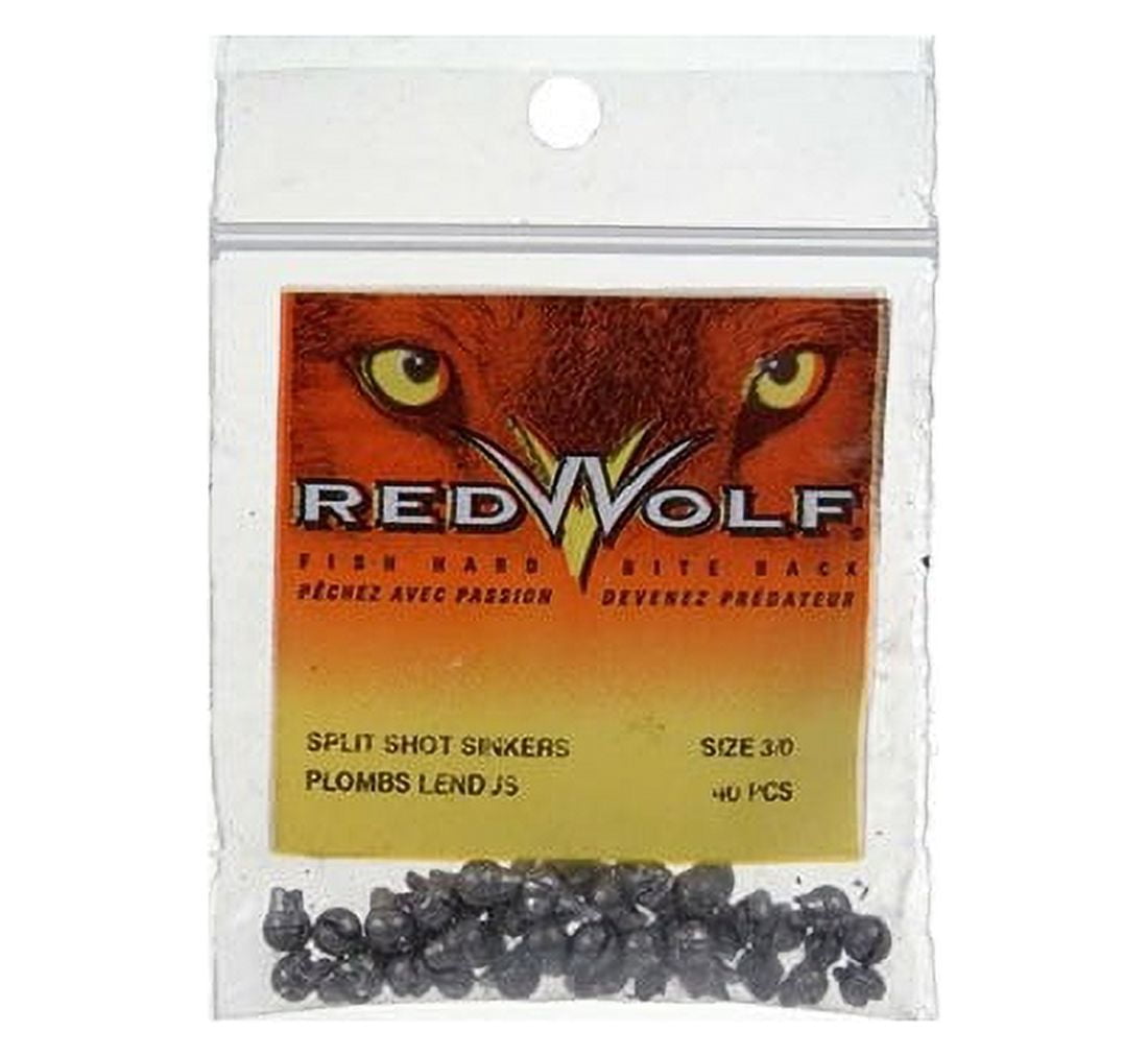 Red Wolf RWSPSH3/0 Size 3/0 Split Shot Sinkers (40 Pack)