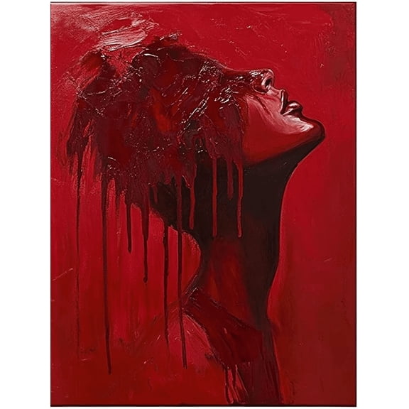 Red Woman Portrait Decorative Painting/Canvas Art Suitable for Decorating Living Room Bedroom Office Dining RoomAbstract Artwork Modern Style Vivid Colors Unique Design.