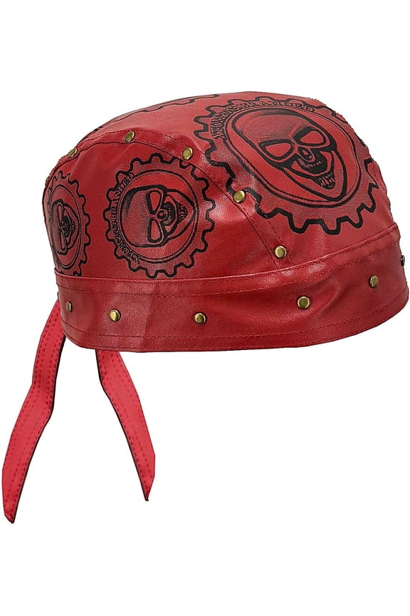 Red Women Bandana Doo Do Rag Headwrap Skull Rivet Cycling Beanie Cap