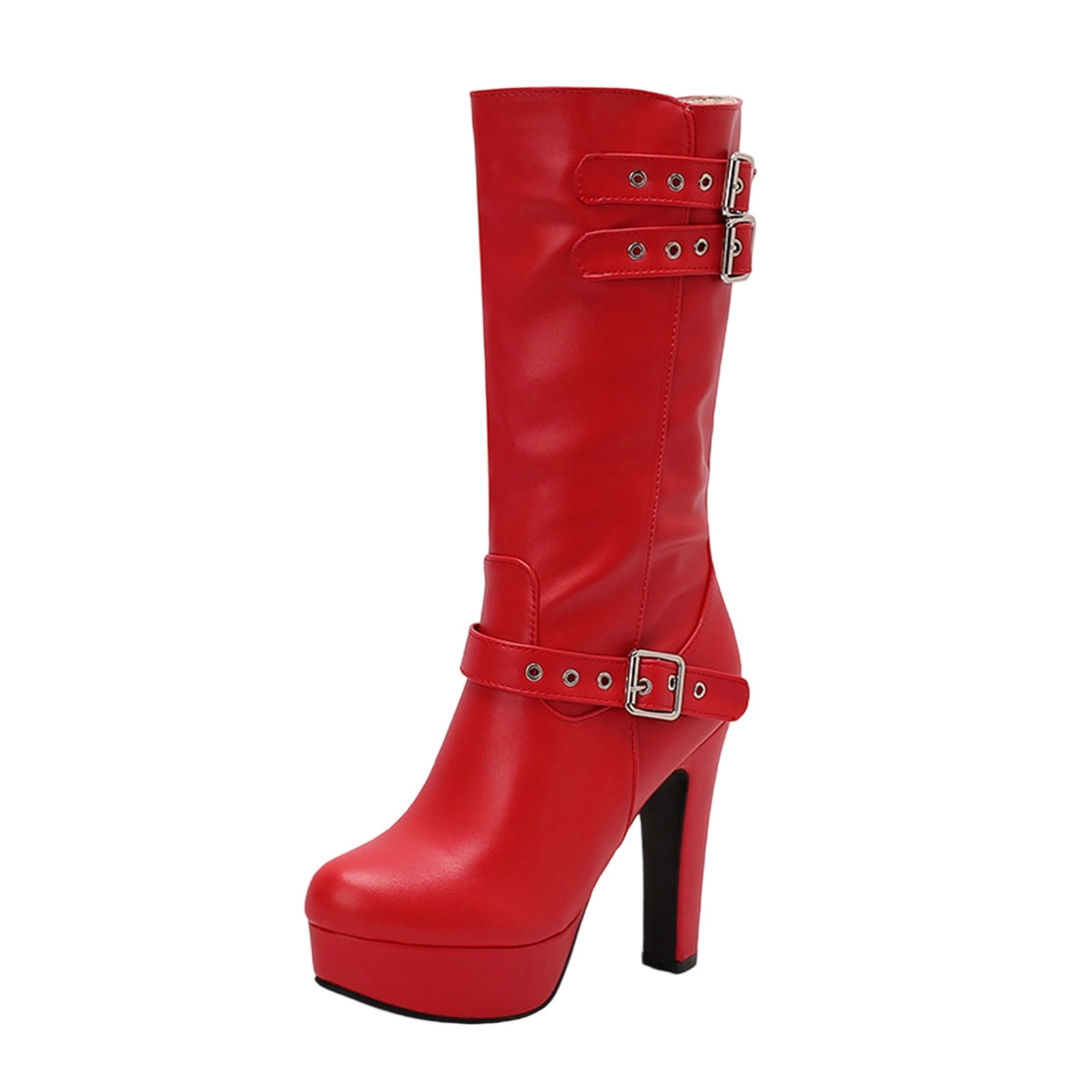 Red Women Boots With Comfortable Fit Comfortable For Various Foot ...