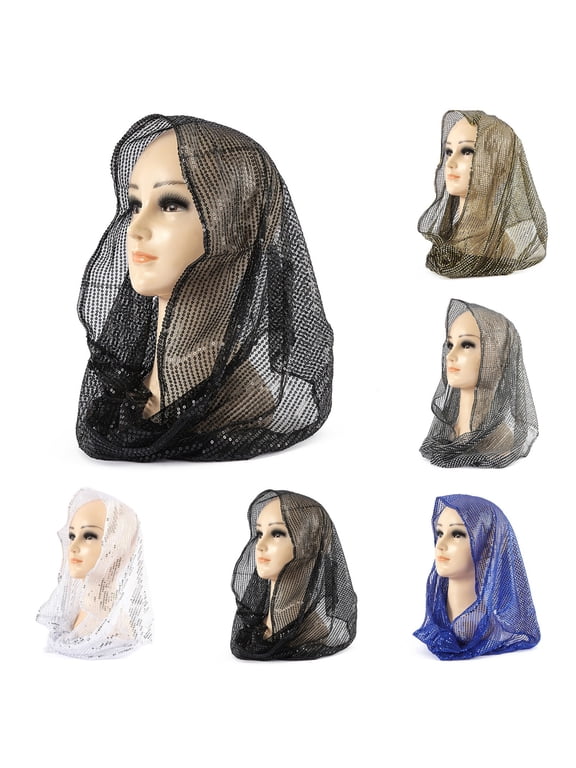 Red Women Hijab Undercap sequin Islamic Muslim Under Hijab Cap Inner Under Scarf Hat Turban with Tie Back Closure One Size
