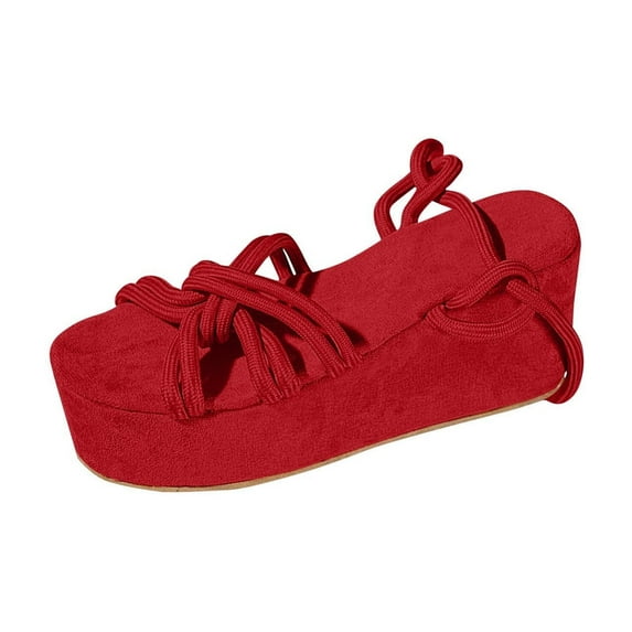 Red Women'S Casual Strap Sandals Open Toe Flat Thick Sole Footwear For Outdoor And Indoor Summer Wear Comfortable Strappy Design Size 39