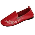 thumbnail image 1 of Red Women S Fashion Round Toe Embroidered Shoes For Leisure Everyday Wear, 1 of 9