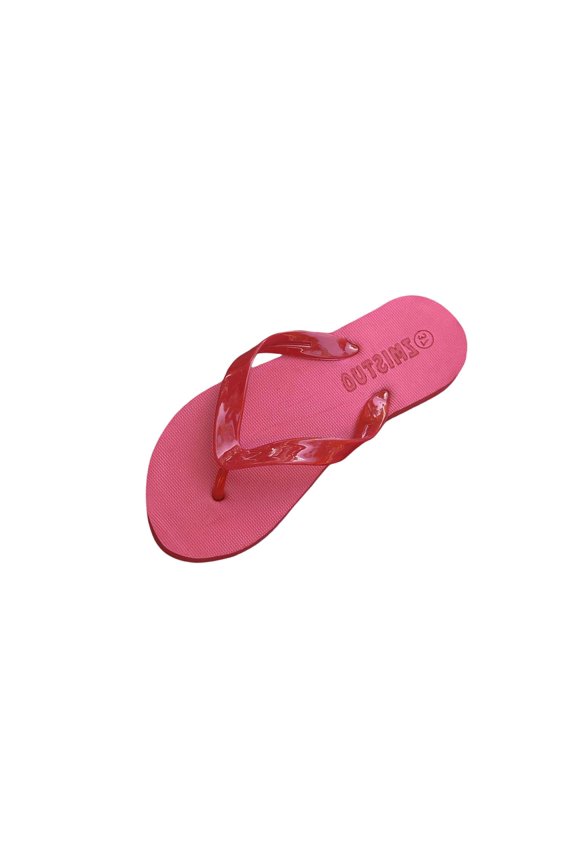 Red Women'S Flip Flops Flat Beach Sandals Rubber Sole Lightweight Casual Sandals For Spring Summer With Comfortable Footbed And Non-Slip Outsole