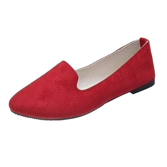 Red Women'S Lightweight Flats With Cushioned Insole, Mesh Upper For All-Day Wear