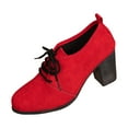 thumbnail image 1 of Red Women'S Winter Heels With Lace-Up Design And 3.1 Inch Thick Heel For Various Settings, 1 of 9