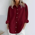 thumbnail image 1 of Red Women Shirts, Womens Daily Casual Linen Shirts Long Sleeve Shirts Tops Casual Blouses Loose Fit Shirt,Women Shirts 5XL, 1 of 6
