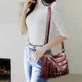 thumbnail image 1 of Red Women Soft Washed Faux Leather Crossbody Bag - Multi Zipper Shoulder Handbag Large Capacity Travel Purse, 9.84"x7.09"x3.54", 1 of 6