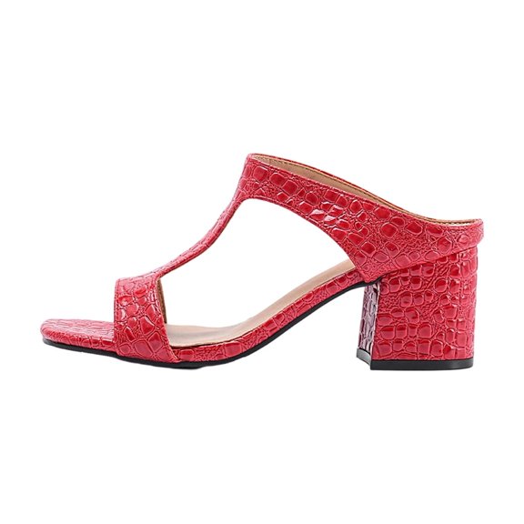 Red Women Spring Summer Fish Mouth Shoes Low Heel Sandals For All Day Activities