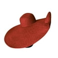 thumbnail image 1 of Red Women Sun Hat Oversized Brim Foldable Vacation Beach Large Sun Protection Head Circumference 2205 To 2283 Inches Diameter 2756 Inches Free Size Red Polyester, 1 of 3