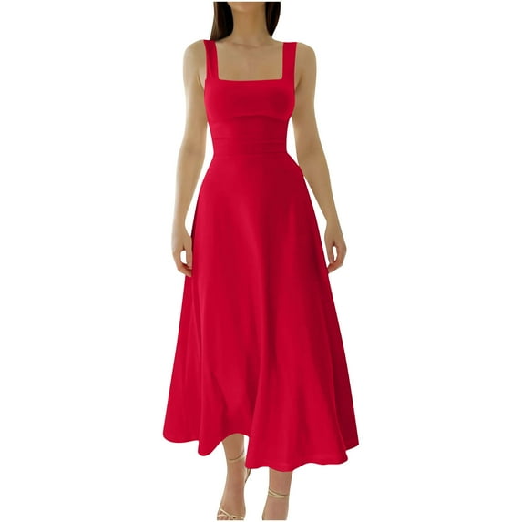 Red Women Vneck Formal Date Night Evening Modest Going Out Cocktail Dresses Homecoming Dress for Women Slip Slimming Tunics Plain Maxi Long Summer Fall 2025 Clothes 3XL