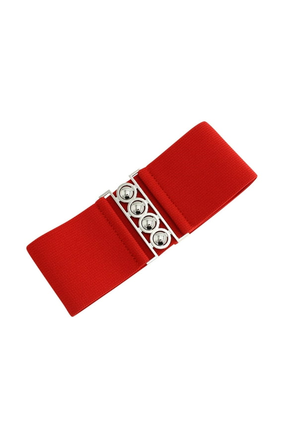 Red Women's Belts, Elastic Waistband With Wide Elastic Waist Closure And Embellishment,Women's Accessories Belt
