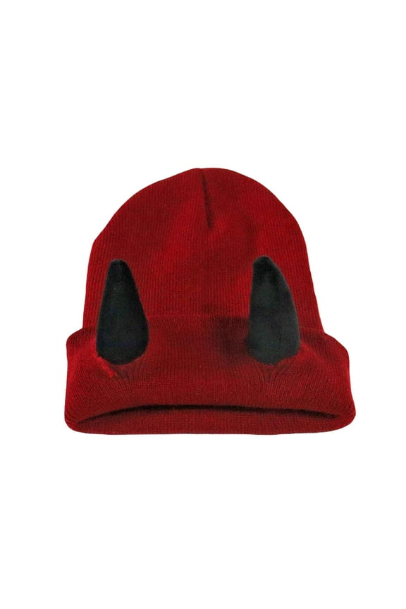 Red Women's Bomber Hats, Devil Horns Men Hat Knitted Beanie With Horns Women Hip Hop Daemon Horns Cap For Winter Warm Ski Outdoor,Women's Accessories Bomber Hats