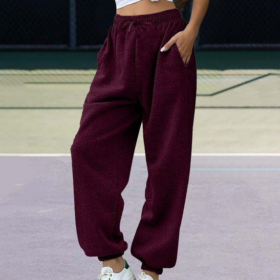 Women's Casual Pants Women'S Sweatpants Petite Length Pockets Pants Casual Workout Athletic Joggers Drawstring Waist Sweat,Red Women's Casual Pants XXL