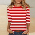 thumbnail image 1 of Red Women's Long Sleeve T-shirt, 2025 New Women'S Shoulder Seven Quarter Sleeve T Shirt Summer Women'S Top,Women's Long sleeve T-shirt XXL, 1 of 5