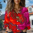 thumbnail image 1 of Red Women's Long Sleeve T-shirt, Women Cotton Shirt Printed Fashion Button Down Shirts Casual Tops Long Sleeve Blouse,Women's Long sleeve T-shirt XL, 1 of 4