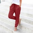 thumbnail image 1 of Red Womens Pants Womens Elastic Waist Pants Casual Trousers with Pockets Casual Pants Women, 1 of 5