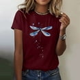 thumbnail image 1 of Red Women's Short Sleeve T-shirt, Women'S Print Shirt Short Sleeve Round Neck T Shirt Fashion Top Lightweight Soft Casual Summer Clothing Clothes,Women's Short sleeve T-shirt S, 1 of 5