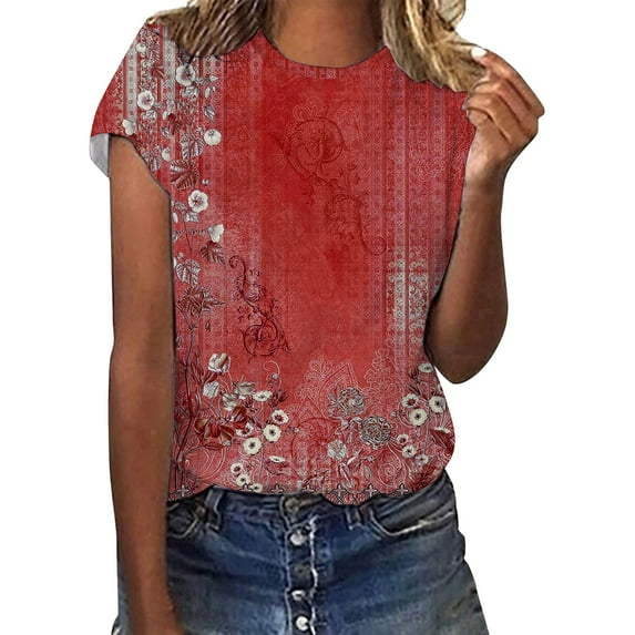 Red Women's Short Sleeve T-shirt, Women'S Short Sleeve Round Neck T Shirt Fashion Tops Fashionable Lightweight Soft Casual Summer Clothes,Women's Short sleeve T-shirt XXL
