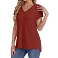 thumbnail image 1 of Red Women's Short Sleeve T-shirt, Womens Summer Daily Casual V Neck Shirts Short Sleeve Tops Blouses Loose Fit Shirt,Women's Short sleeve T-shirt L, 1 of 5