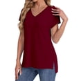thumbnail image 1 of Red Women's Short Sleeve T-shirt, Womens Summer Daily Casual V Neck Shirts Short Sleeve Tops Blouses Loose Fit Shirt,Women's Short sleeve T-shirt L, 1 of 5