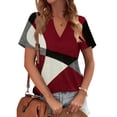thumbnail image 1 of Red Women's Short Sleeve T-shirt, Womens Tops Summer Short Sleeve V Neck Blouses Business Casual Loose Fit Tshirts Trendy Fashion Outfits,Women's Short sleeve T-shirt S, 1 of 4