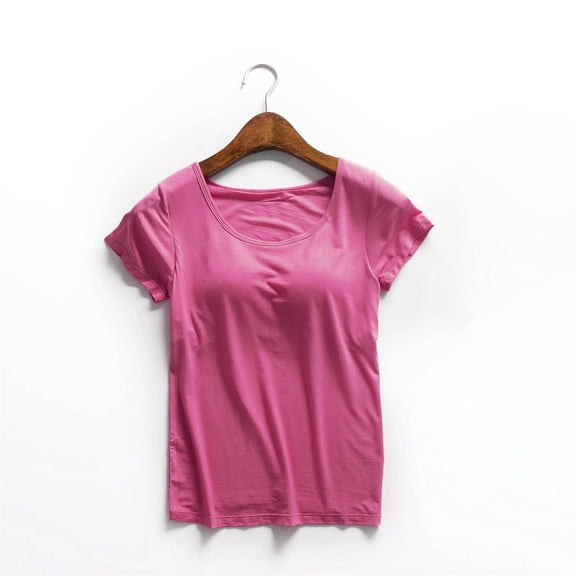 Red Women's Short Sleeve T-shirt, Yoga Gym Tops Workout Tank Tops Strap Padded Undershirts Cotton Camisole Vest Top Seamless Sleeping Vest Bra Top,Women's Short sleeve T-shirt 4XL