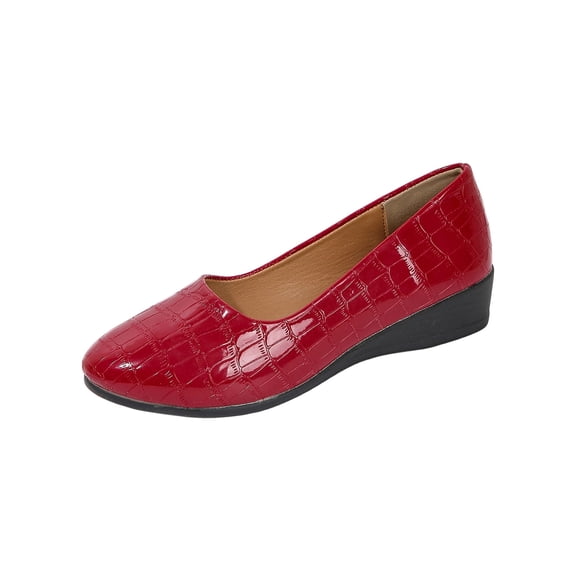 Red Womens Casual Shoes With Round Toe Closed Toe Flat Wedge Heel Design For Spring Summer Outdoor Indoor Comfortable Versatile Wear Size 36