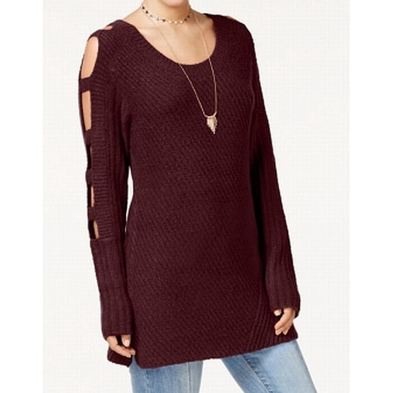 Red Womens Cold Shoulder Scoop Neck Sweater $39 XS