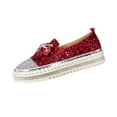 thumbnail image 1 of Red Womens Comfortable Moccasins With Bow-Knot And Rhinestone Detail Thick Sole And Sequined For Everyday Wear, 1 of 8
