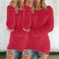 thumbnail image 1 of Red Womens Fall Tops Women's Fashionable Long Sleeve Pullovers Loose Fuzzy Jumper Sweater Sweaters for Women, 1 of 6