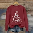 thumbnail image 1 of Red Womens Fashion Hoodies & Sweatshirts Women's Oh Holy Night Print Casual Sweatshirt Fall Trendy Outfits, 1 of 4