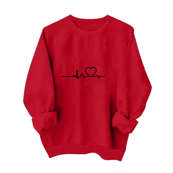 Red Womens Happy Vacation Gift Christmas Valentines Day Long Sleeve Outfit Sweatshirt for Women Crew Neck Lover Graphic Pullover Hooded Fall Winter Outfit 2026 S