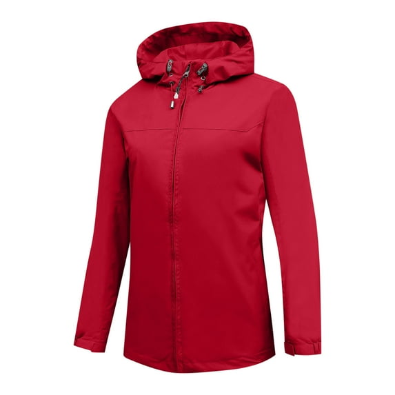 Red Womens Jacket Hooded Outfits for Women Spandex Work Out Athletic Hiking Jogger Going Out Hooded Waterproof Basic Fall Winter Zip Up 2025 Clothing Y2K 3XL