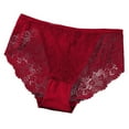 thumbnail image 1 of Red Womens Lace Underwear Mid Rise Briefs, Floral Stretch Panties for Everyday Comfort, Soft Polyester Spandex, 1-Pack,Size S, 1 of 9