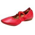 thumbnail image 1 of Red Womens Latin Dance Shoes For Adult Practice Body Exercise Non Slip Strap Wedge Heel One Pair Shoes Nylon Spandex Material Size 36, 1 of 9