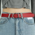 thumbnail image 1 of Red Womens Leather Belts For Jeans Dresses Fashion Gold Buckle Ladies Belt, 1 of 4