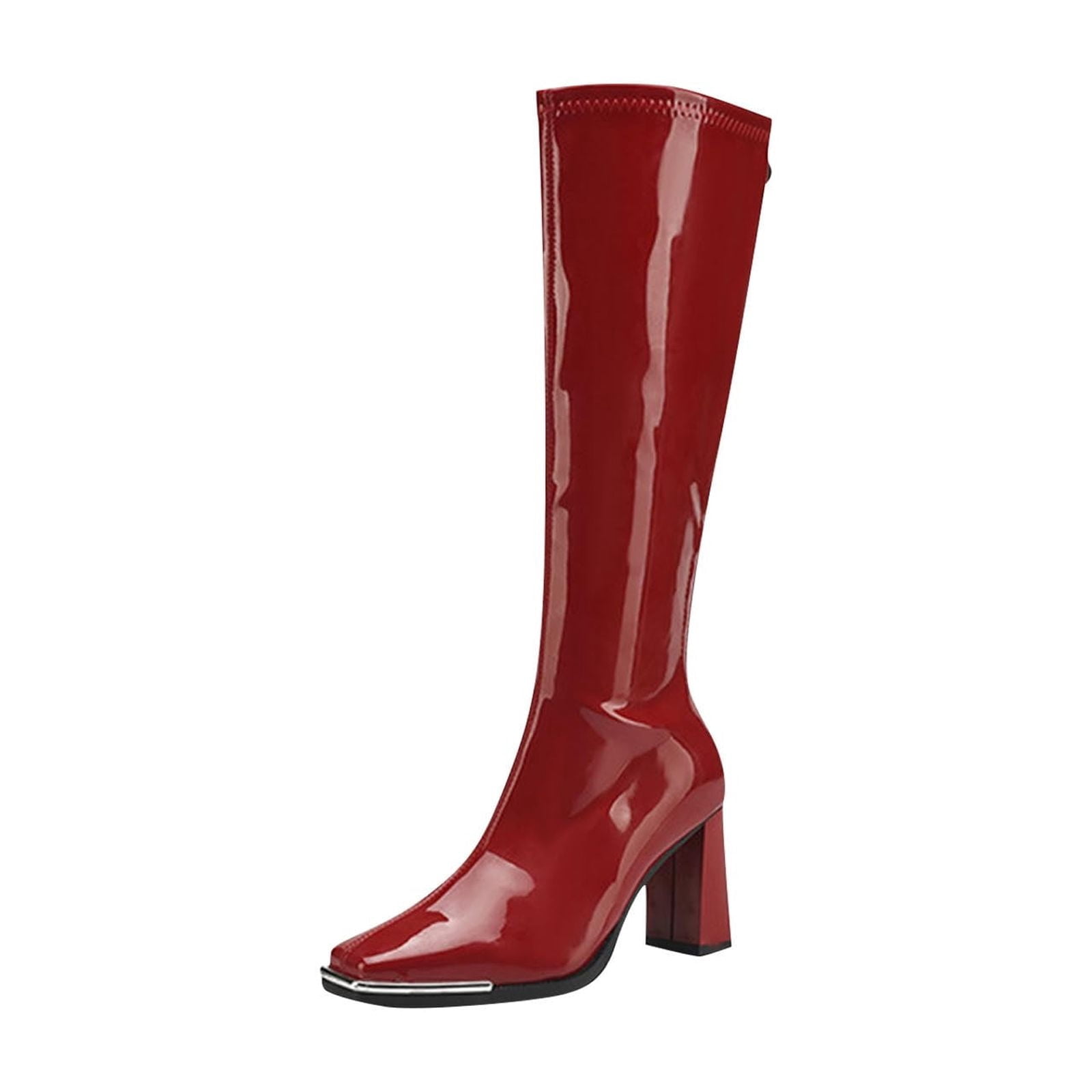 Red Womens Long Boots With High Heel And Back Zipper For Winter Comfort red-womens-long-boots-with-high-heel-and-back-zipper-for-winter-comfort