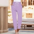 thumbnail image 1 of Red Womens Pants Drawstring Casual Fashion Solid Color Cropped Pants Casual Pants Women, 1 of 5