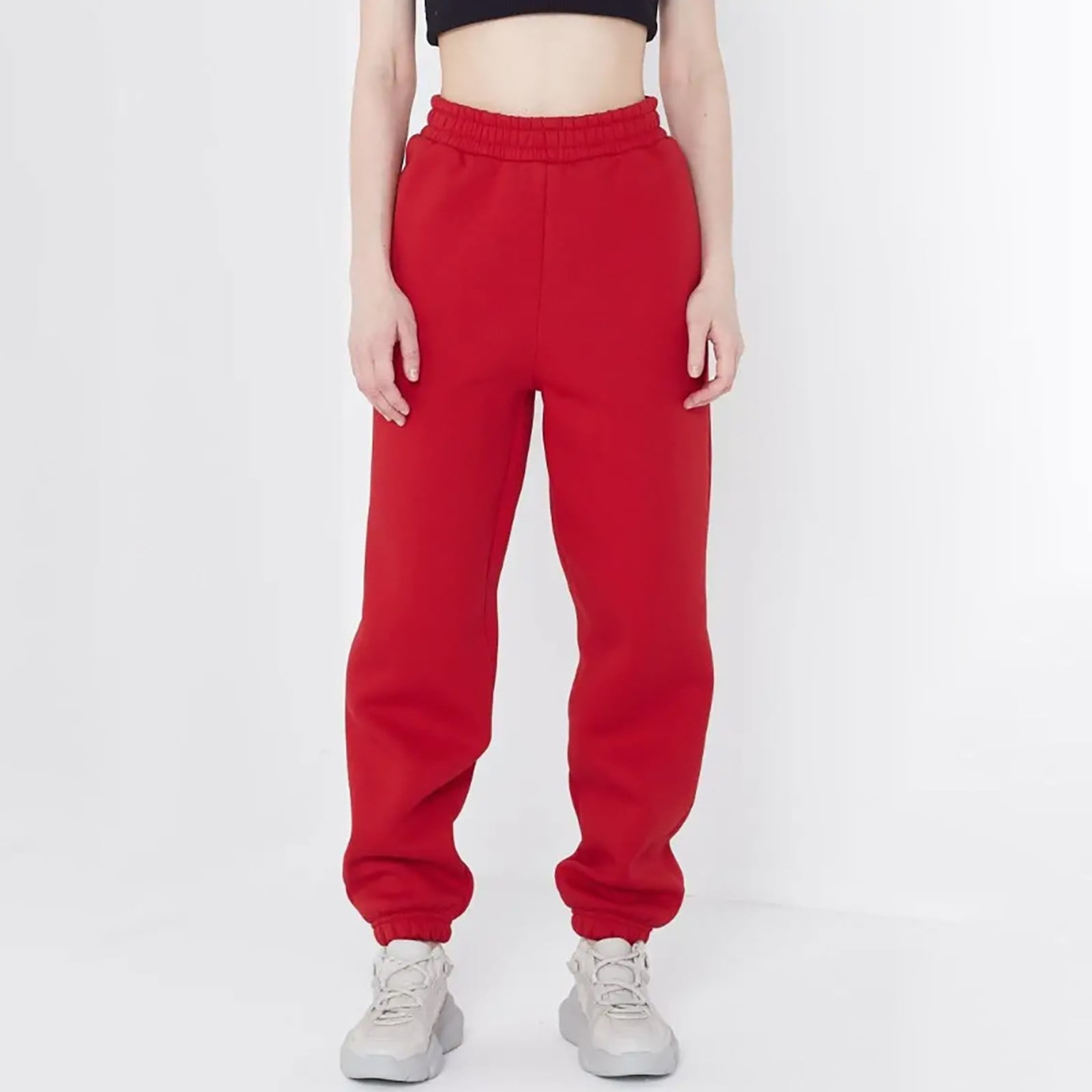 Red sweatpants outfit women's sale