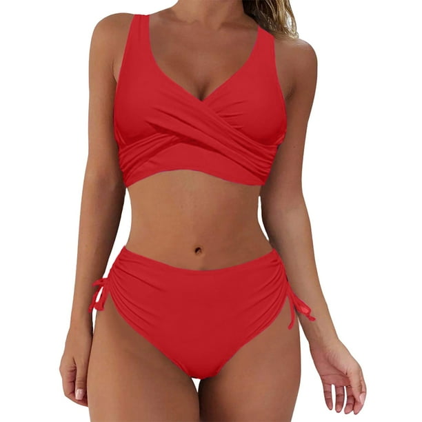 Red two piece swimsuits 2025