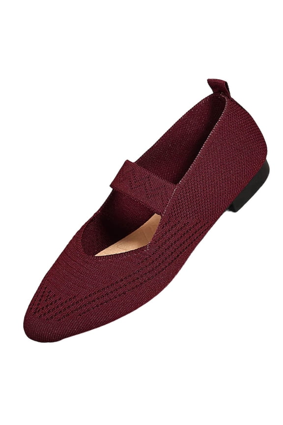 Red Womens Pointed Toe Flat Work Shoes Breathable Soft Sole Non Slip Slip On Comfortable All Season Casual Everyday Wear For Spring Summer Size 39