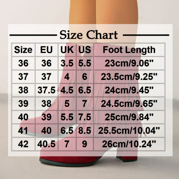 Red Womens Side Zipper Boots With Fringe Embellishment Thick Heel And Mid Calf Cut For A Bold Look