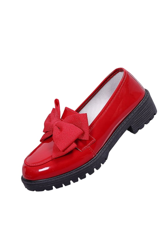 Red Womens Solid Color Versatile Plus Size Formal And Business Casual Shoes Thick Soled British One Foot Set Loafers For Outdoor Activities