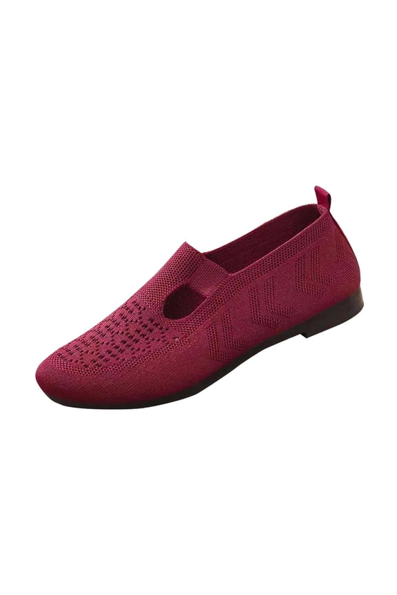 Red Womens Summer Lightweight Breathable Mesh Shoes Trendy Soft-Soled Comfortable